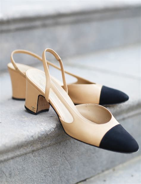 chanel sling pumps|chanel pumps beige and black.